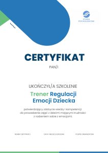 Certyfikat Trener Regulacji Emocji Dziecka