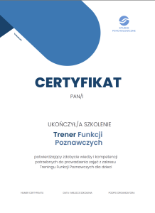 Certyfikat Trener Funkcji Poznawczych