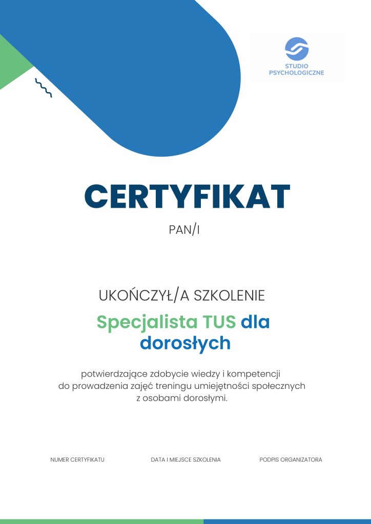 Certyfikat Specjalista TUS dla dorosłych
