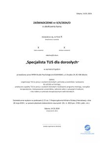Zaświadczenie MEN Specjalista TUS dla dorosłych