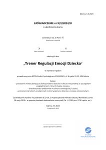 Zaświadczenie MEN Trener Regulacji Emocji Dziecka