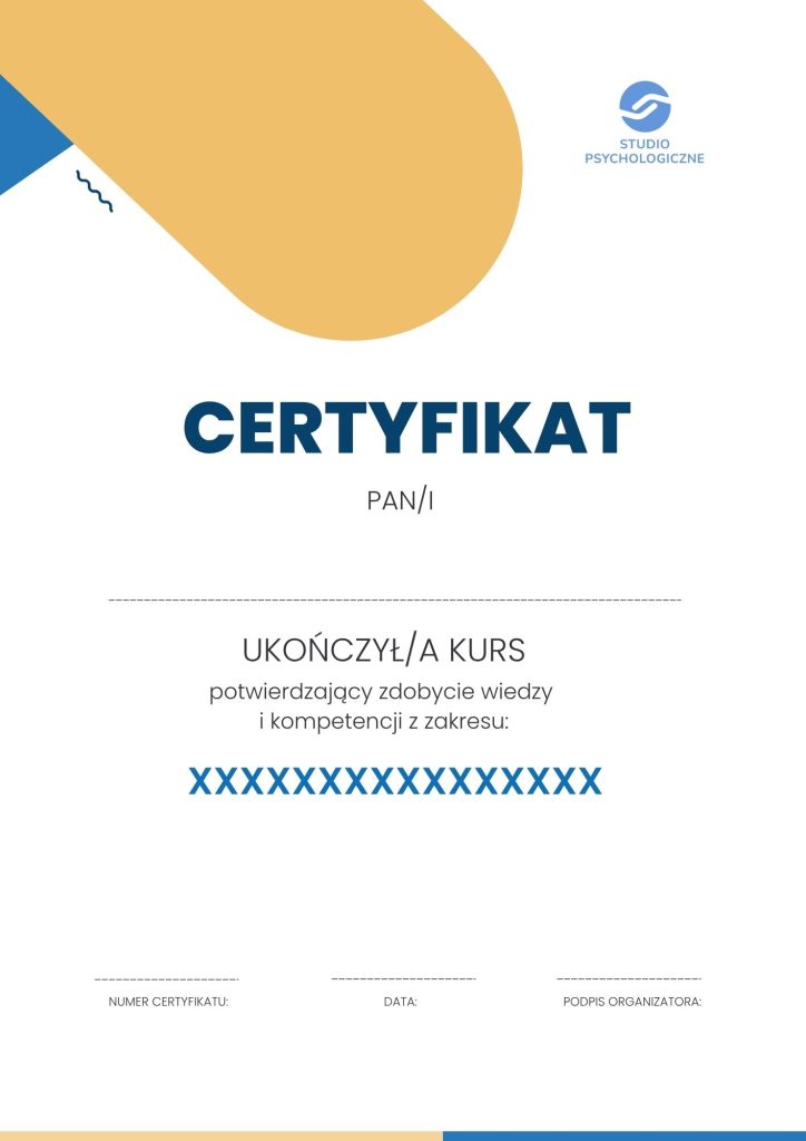 Wzór certyfikatu szkoleniowego