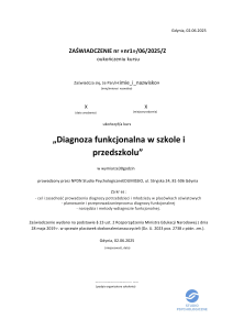 Zaświadczenie MEN Diagnoza funkcjonalna w szkole i przedszkolu